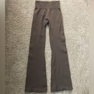 OQQ High Waist Brown Flare Pants Activewear Loungewear Casual
